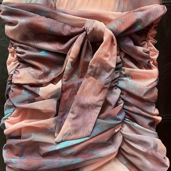 Oh Polly- Warp Front Ruched Mesh Mini Skirt - Picture 6 of 9